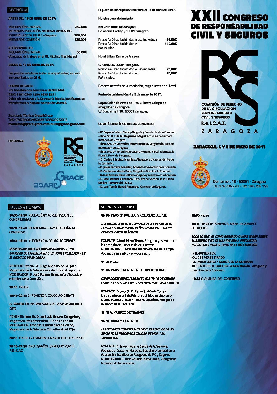 XXII Congreso de Responsabilidad Civil y Seguros en el REICAZ 